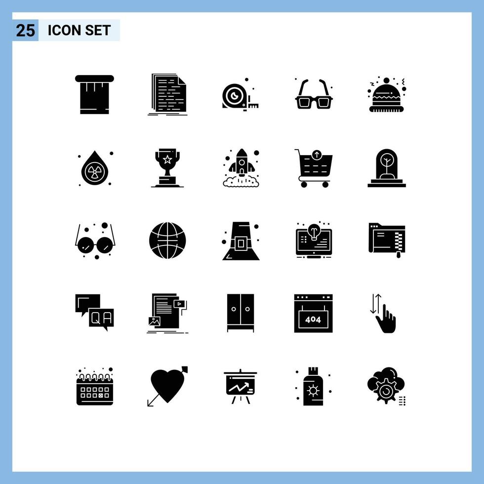 Set of 25 Vector Solid Glyphs on Grid for valentines day park measurement fountain tool Editable Vector Design Elements