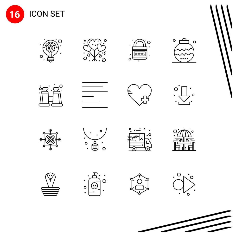 16 Thematic Vector Outlines and Editable Symbols of ornaments event earth christmas web Editable Vector Design Elements