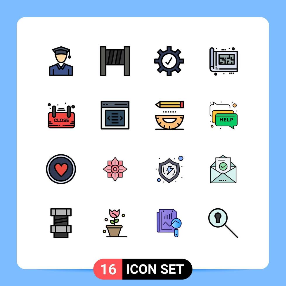 16 Creative Icons Modern Signs and Symbols of shop sign blue board print Editable Creative Vector Design Elements