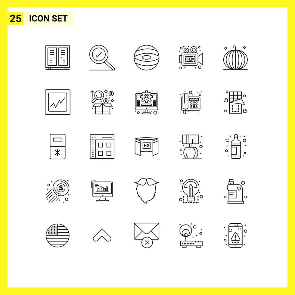 25 Creative Icons Modern Signs and Symbols of crop movie jupiter retro film Editable Vector Design Elements