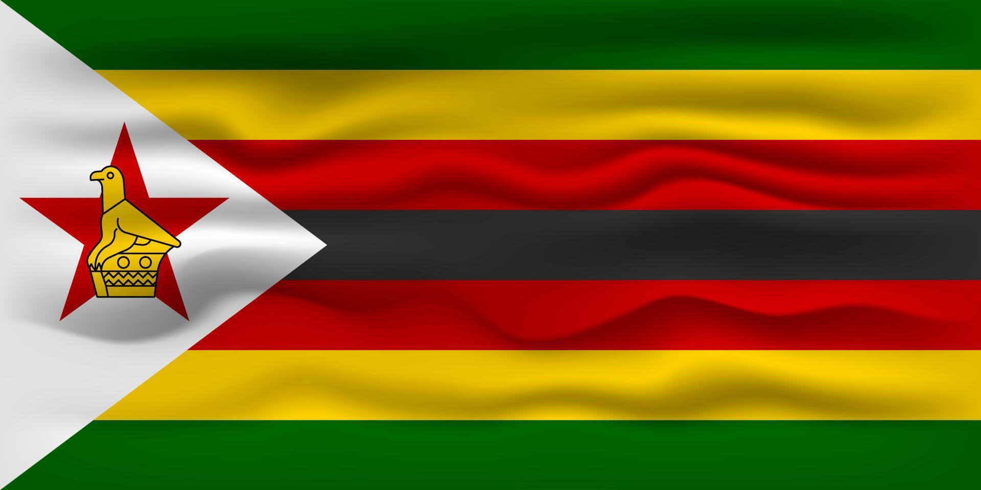 Waving flag of the country Zimbabwe. Vector illustration.