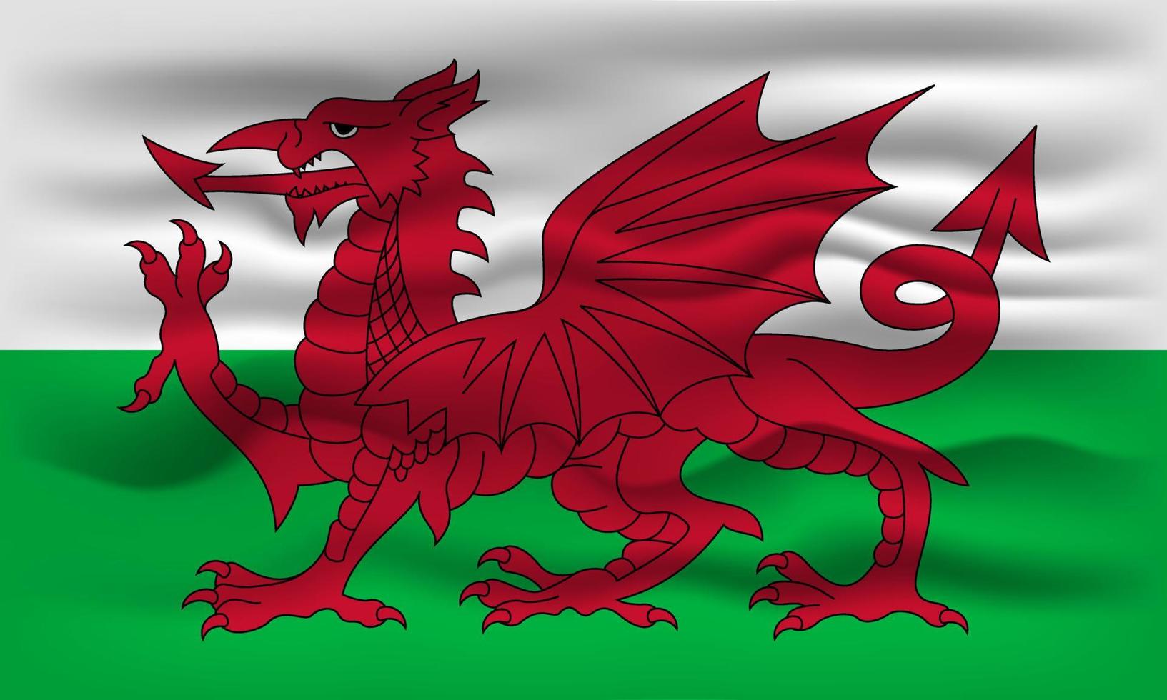 Waving flag of the country Wales. Vector illustration.