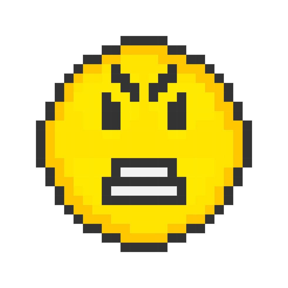 Wicked face icon. Pixel art emoticons. Vector illustration.