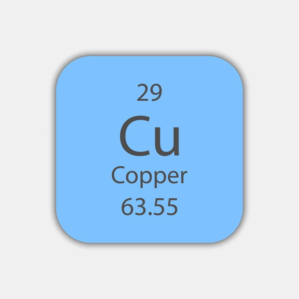 Copper symbol. Chemical element of the periodic table. Vector illustration.