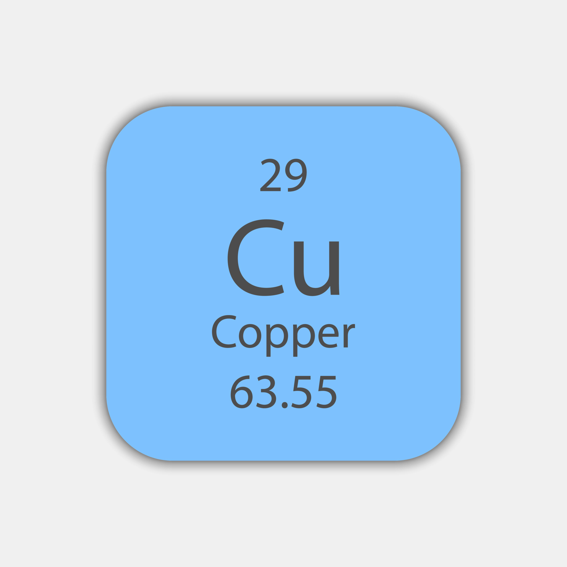 Copper symbol. Chemical element of the periodic table. Vector
