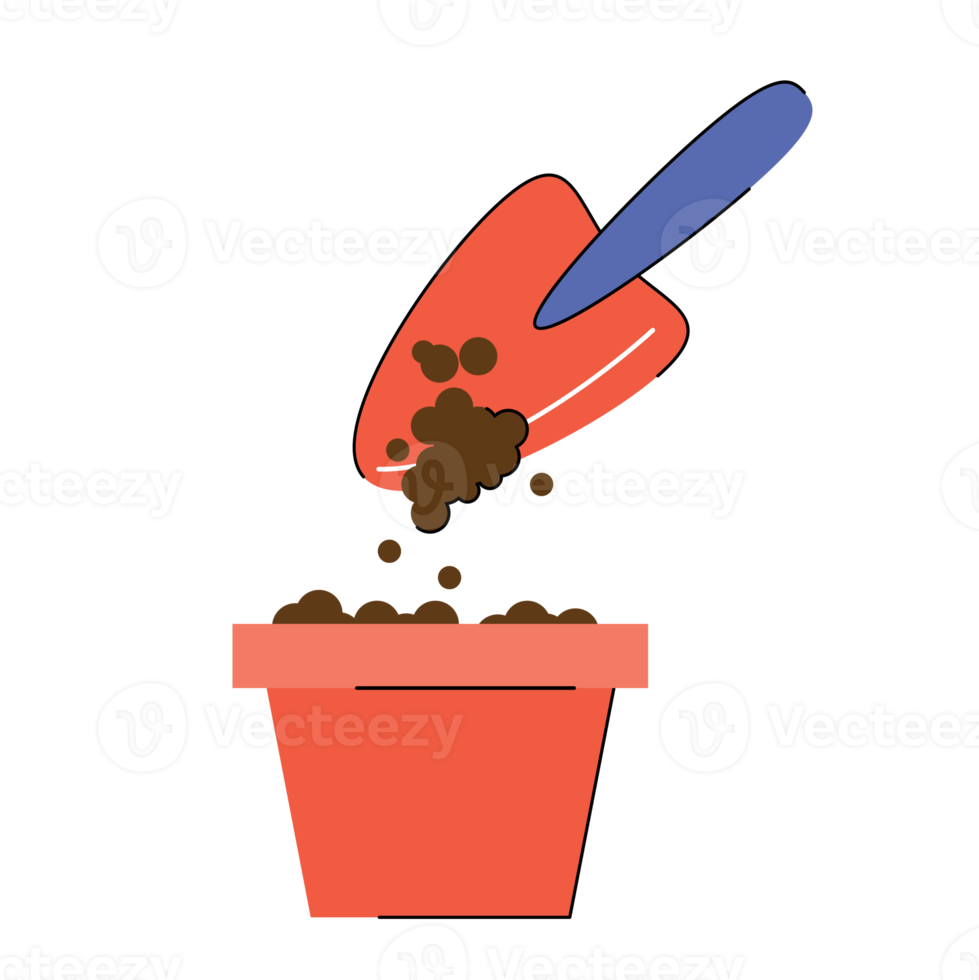 Planting flower in pot png