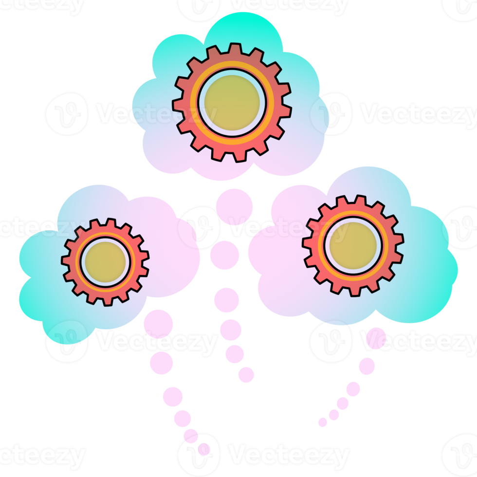 Gear bubble thinking png