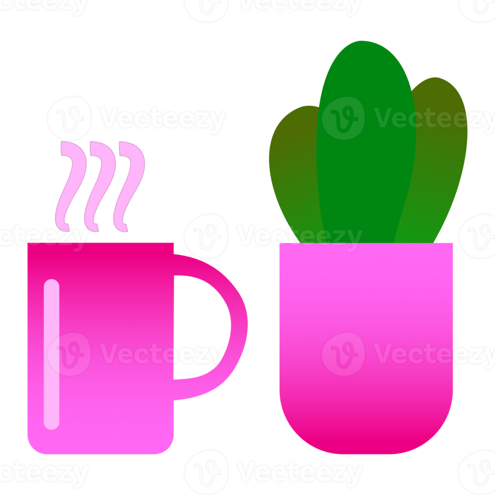 Coffee and Office Desk Plants png