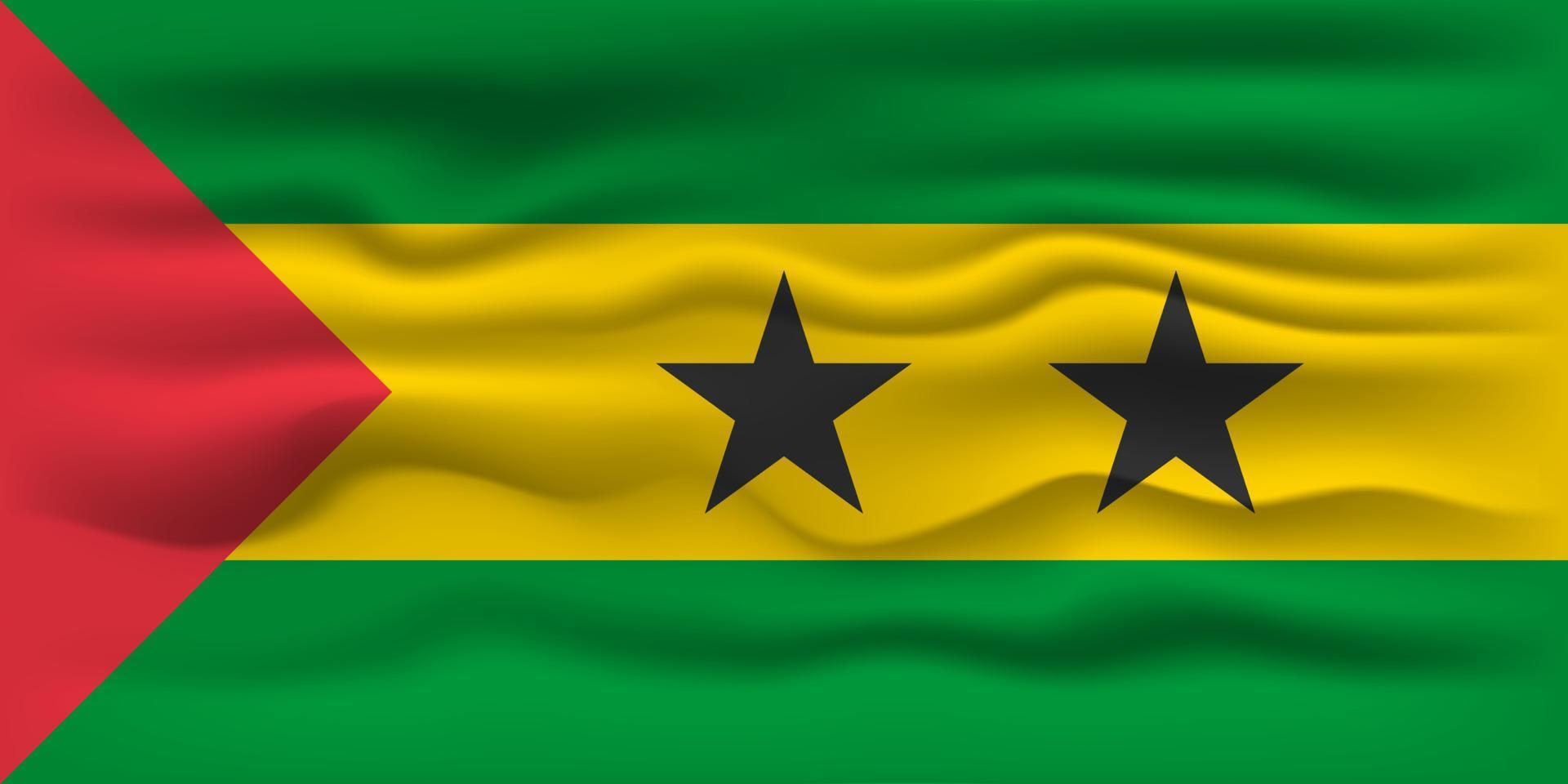 Waving flag of the country Sao Tome and Principe. Vector illustration.