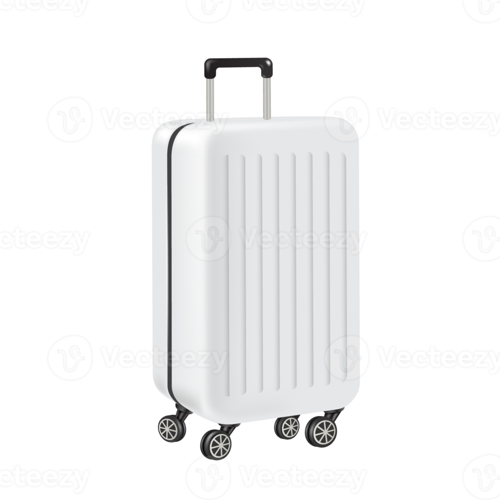 White luggage with wheels png