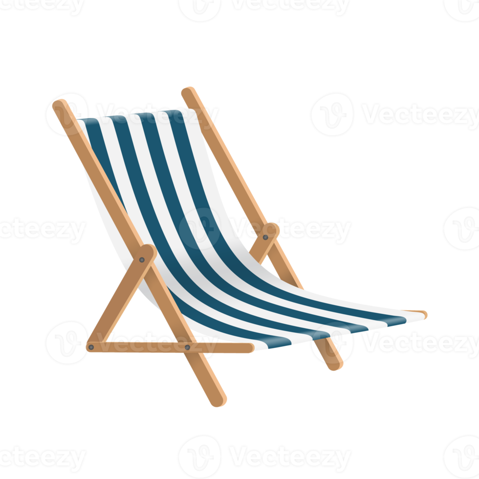 blue and white striped beach chair or deck chair 17745069 PNG