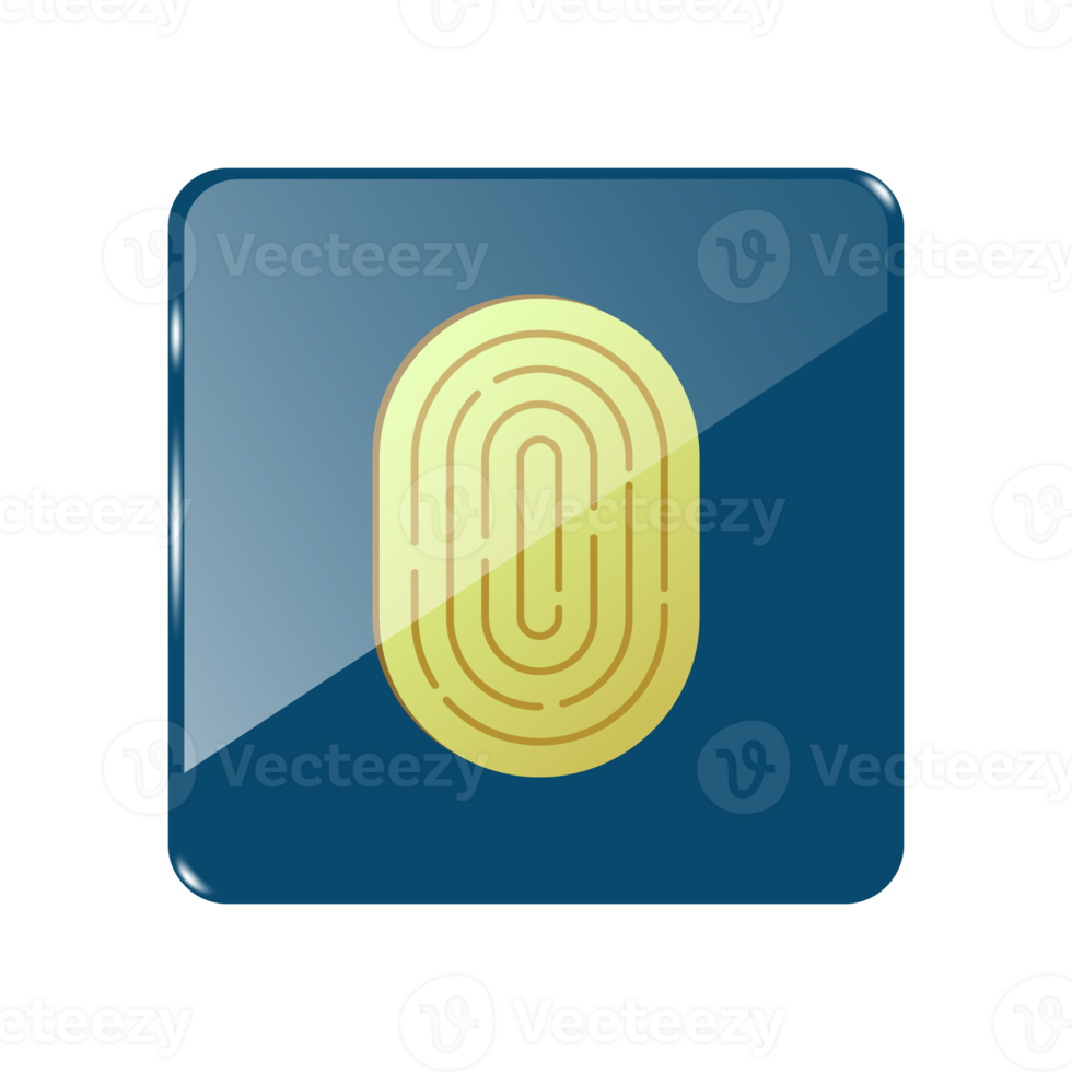 fingerprint scan icon in blue glass square png