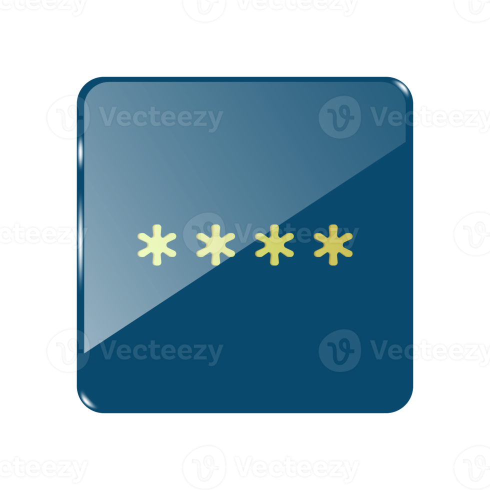 password icon in blue glass square png