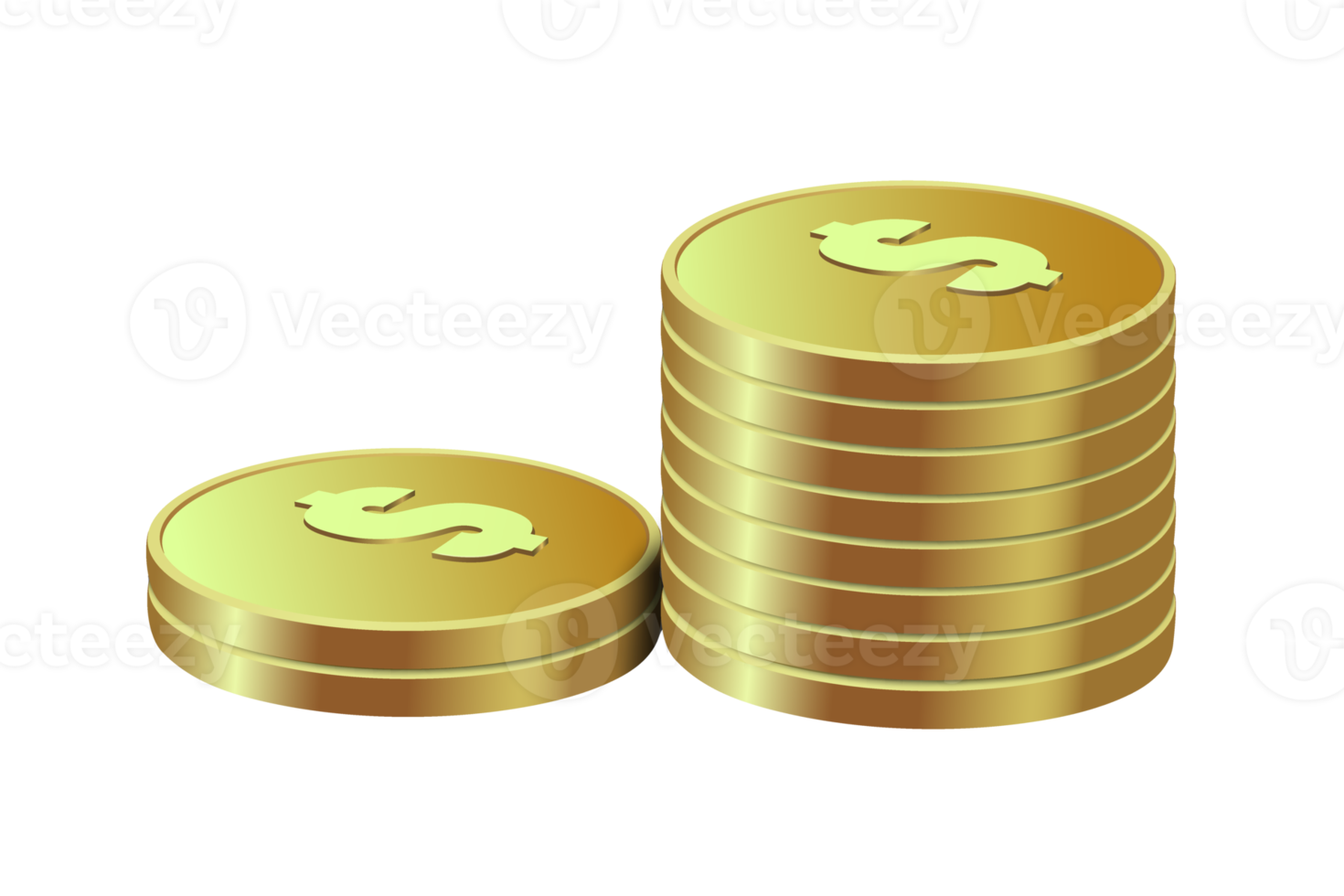 Replica gold coins or dollar coins for advertising materials png