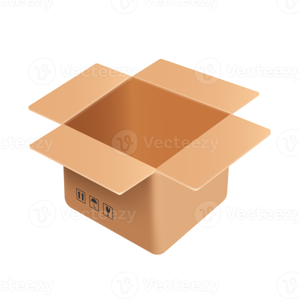 boîte à colis vide a été ouverte. 17745092 PNG
