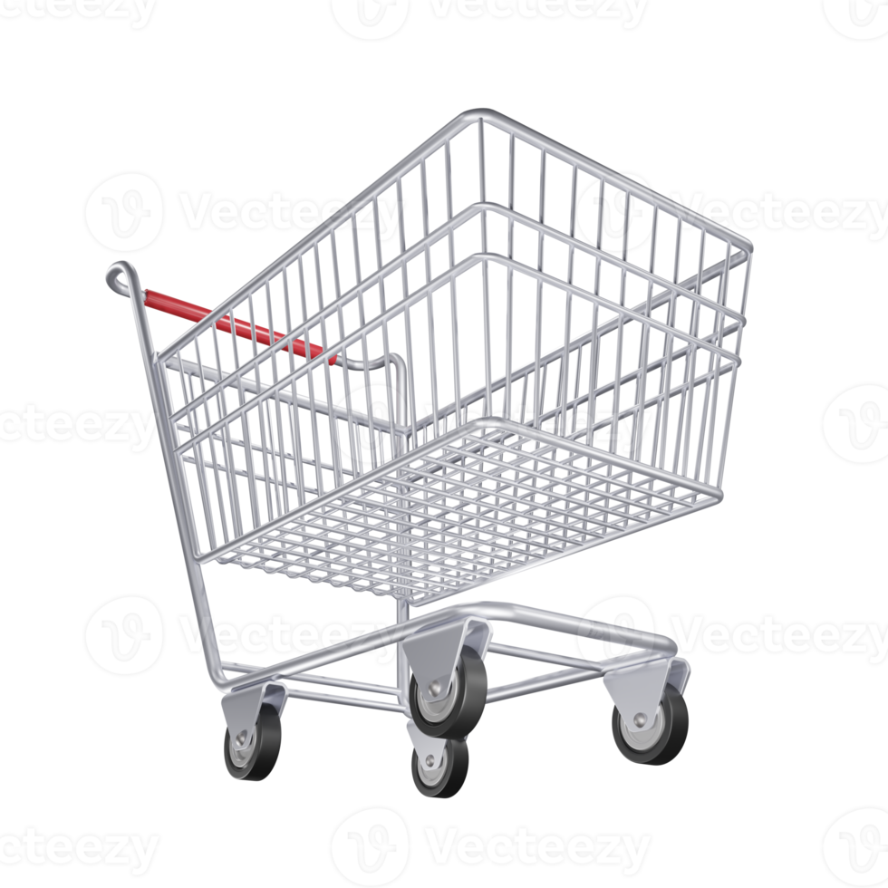 empty aluminum shopping cart in a bottom-up camera angle for designing various shopping promotions png