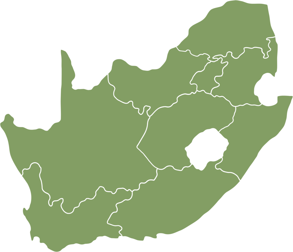 doodle dessin à main levée de la carte de l'afrique du sud. png