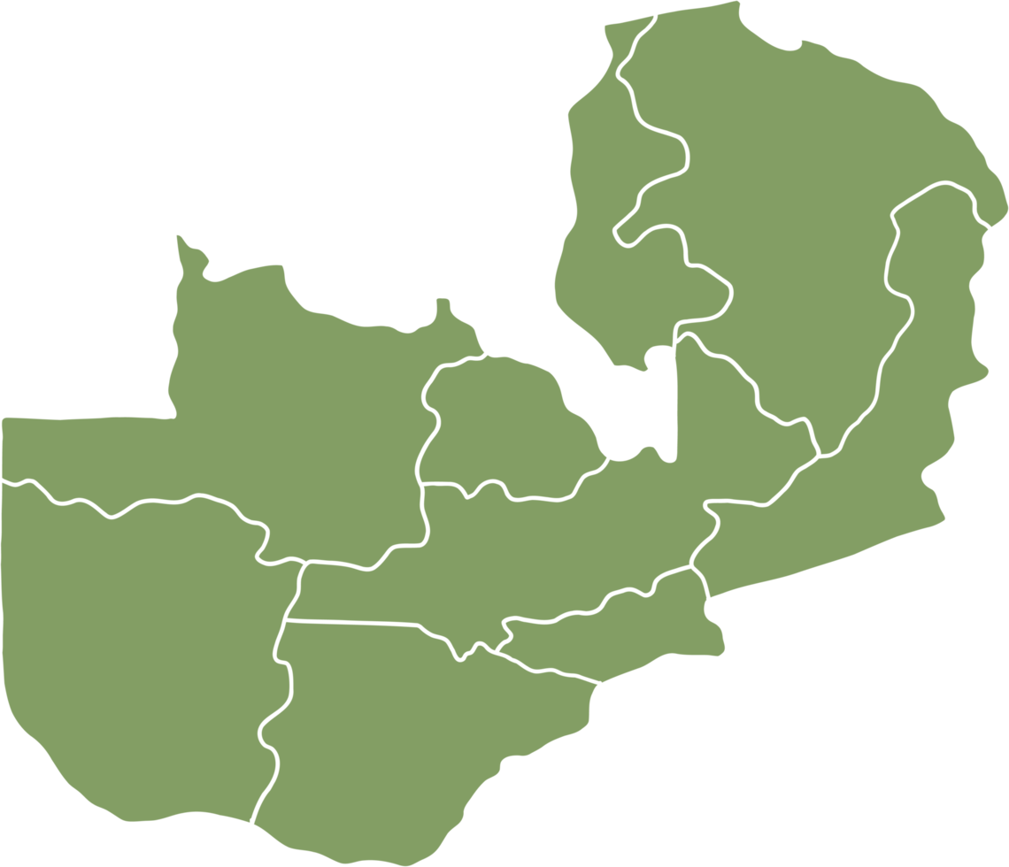doodle freehand drawing of zambia map. png
