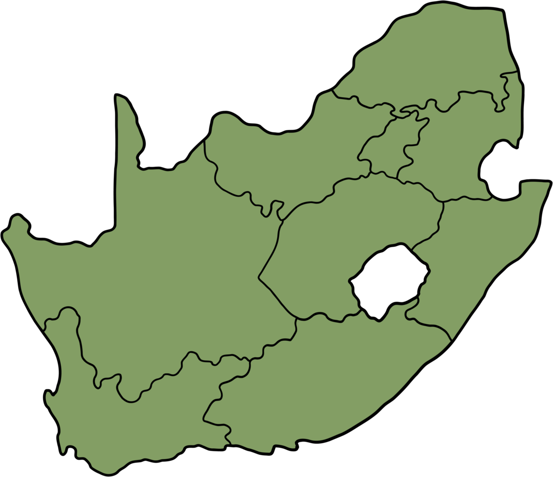 doodle freehand drawing of south africa map. png