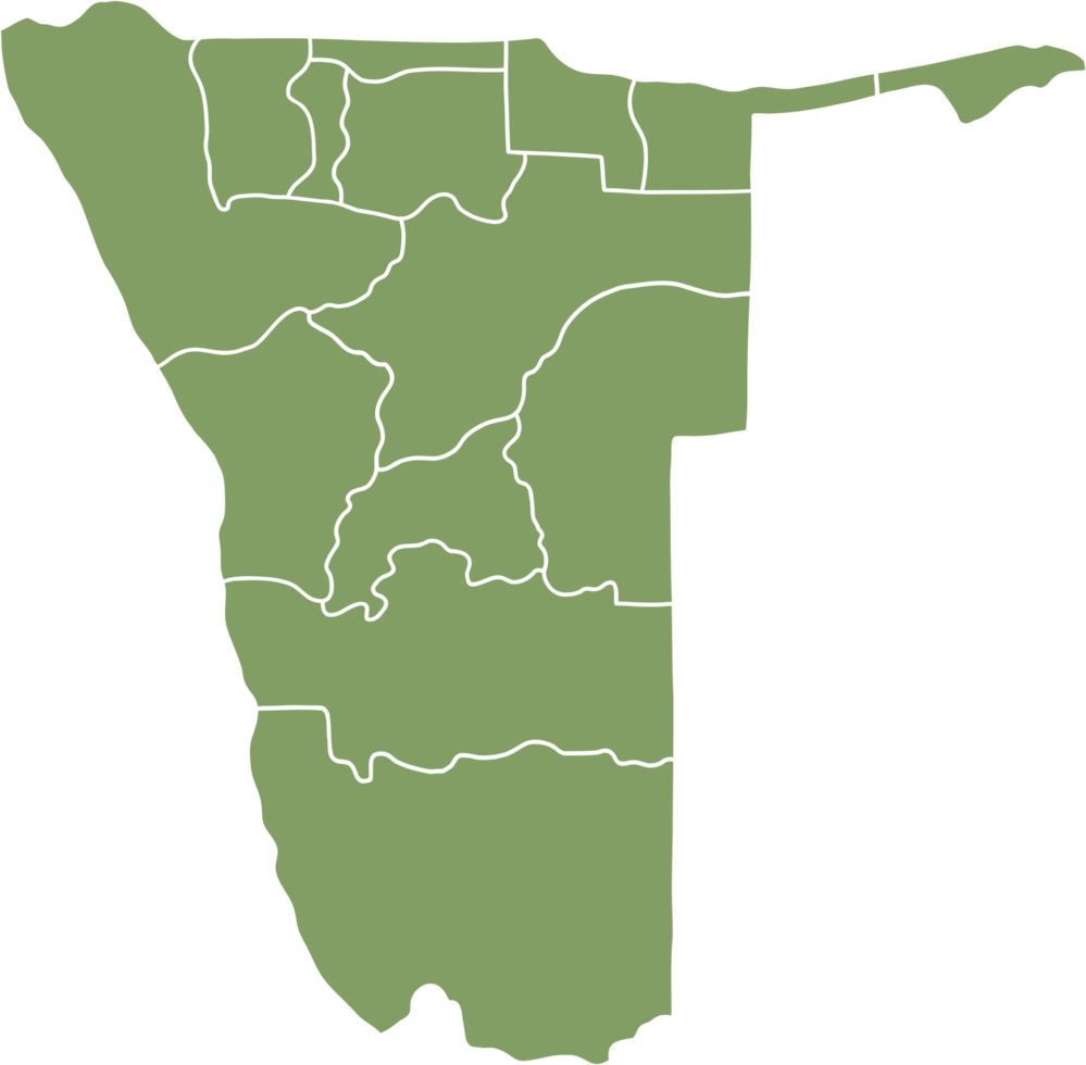 doodle freehand drawing of namibia map. png