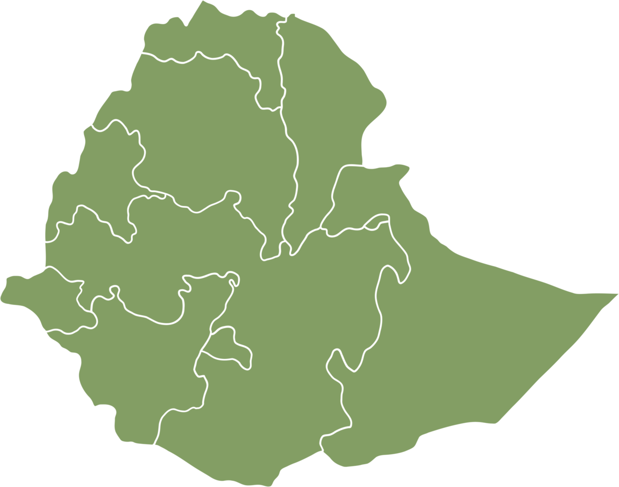 doodle freehand drawing of ethiopia map. png