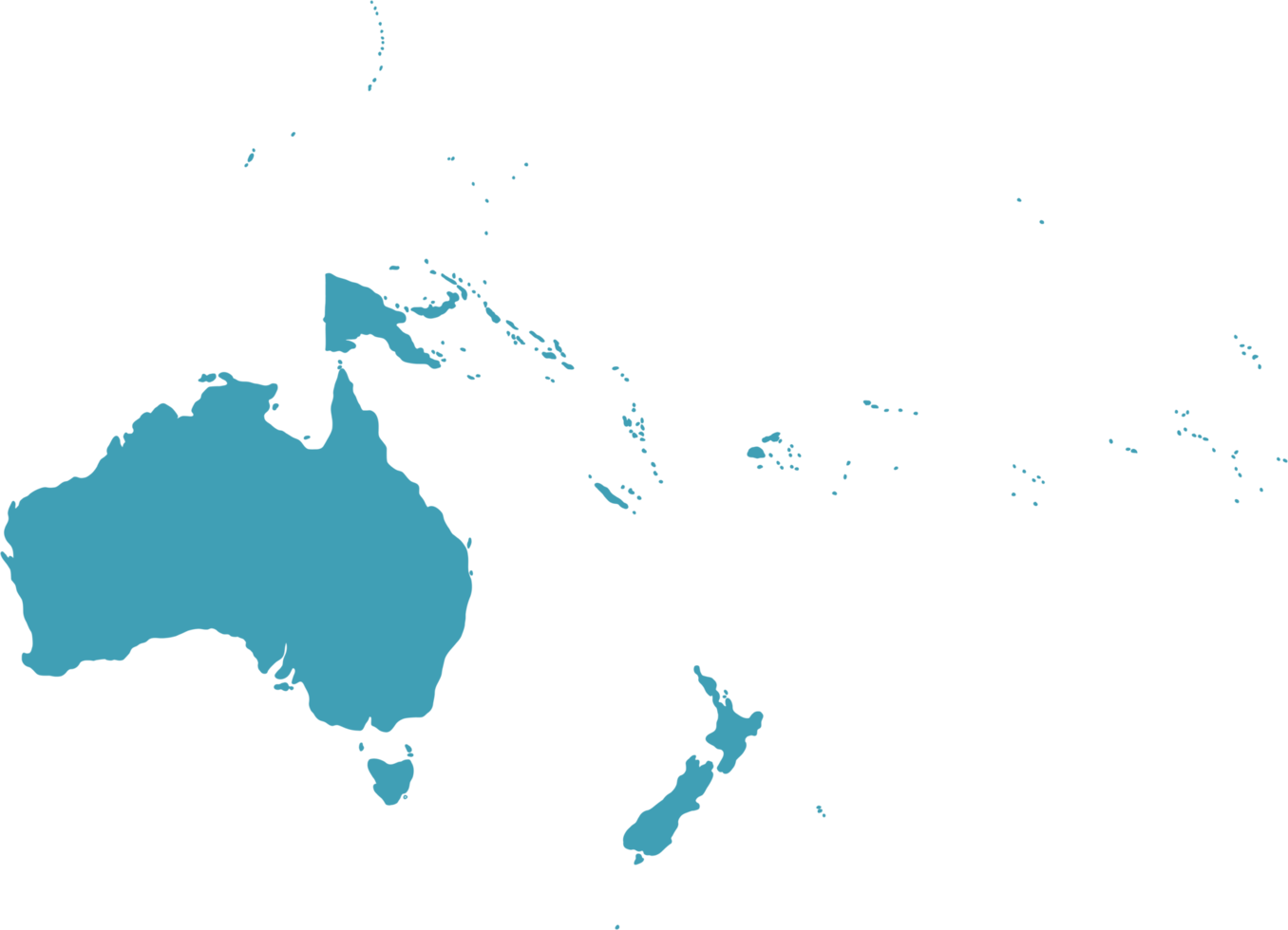 doodle freehand drawing of oceania countries map. png