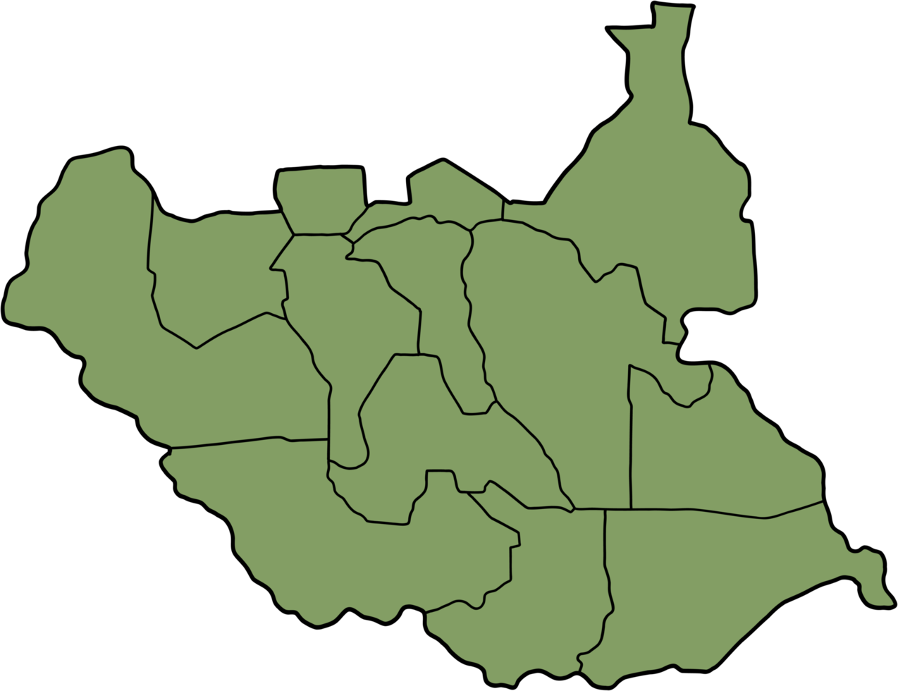 doodle freehand drawing of south sudan map. png