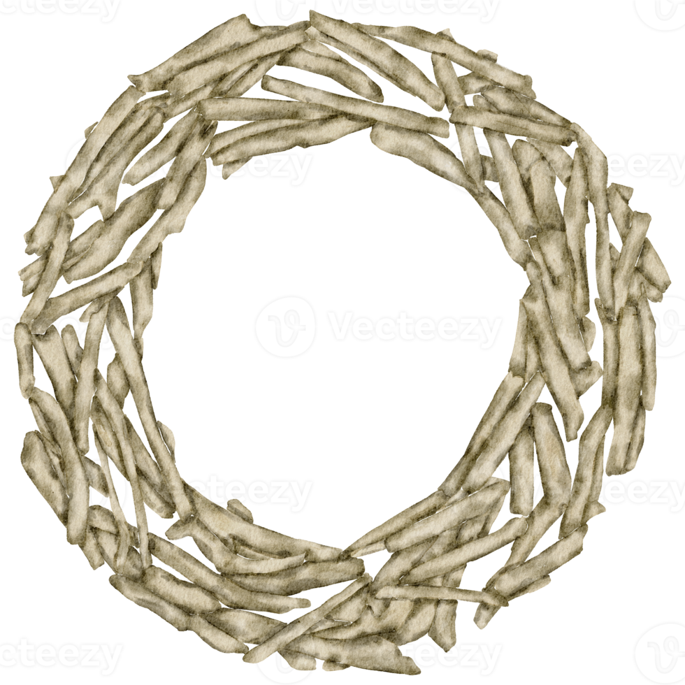 Watercolor dry branch wreath png