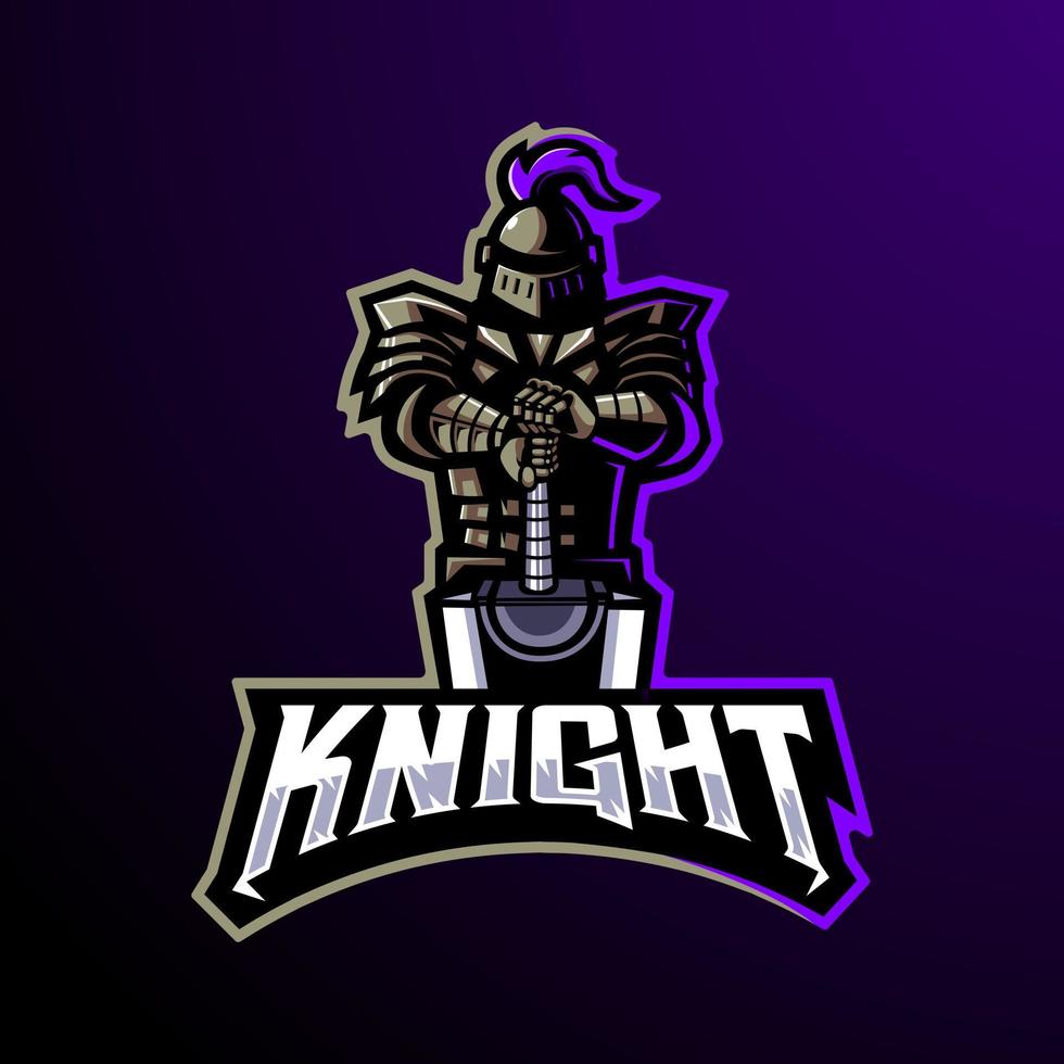 Knight esport gaming mascot logo team squad design illustration vector