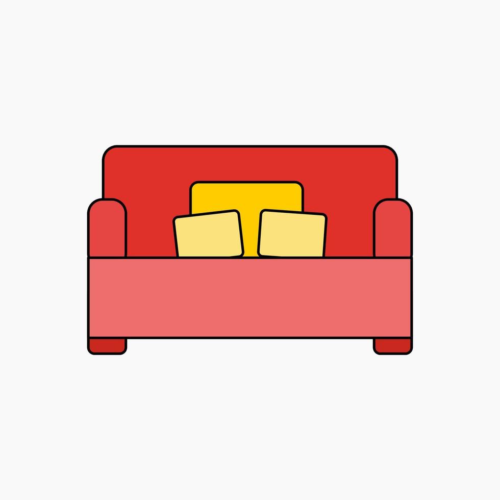 imagen prediseñada de sofá o sofá o ilustración de vector de icono para decoraciones de diseño. Ilustración de vector de tema de muebles.