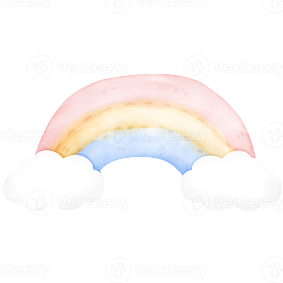 Cute Cloud Rainbow Watercolor Illustration png