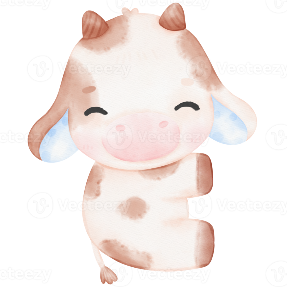 Cute Baby Cow watercolor Illustration png