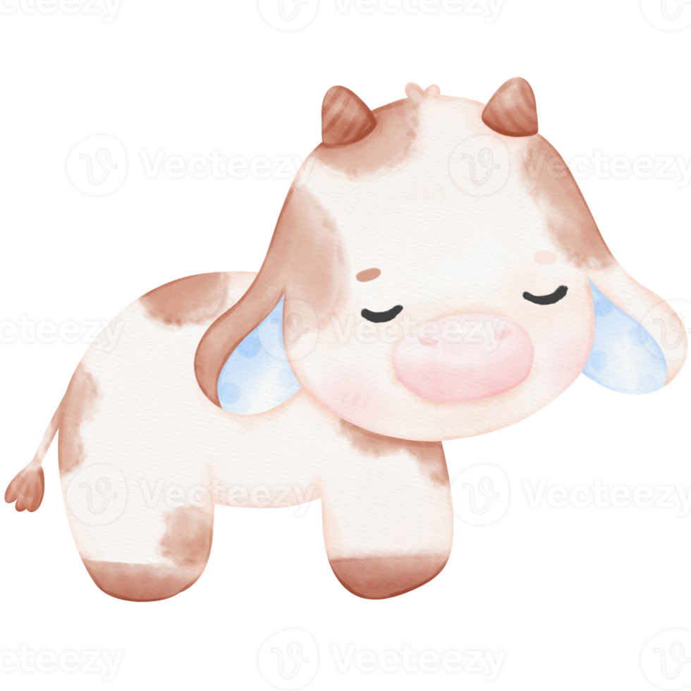 illustration aquarelle de vache bébé mignon png