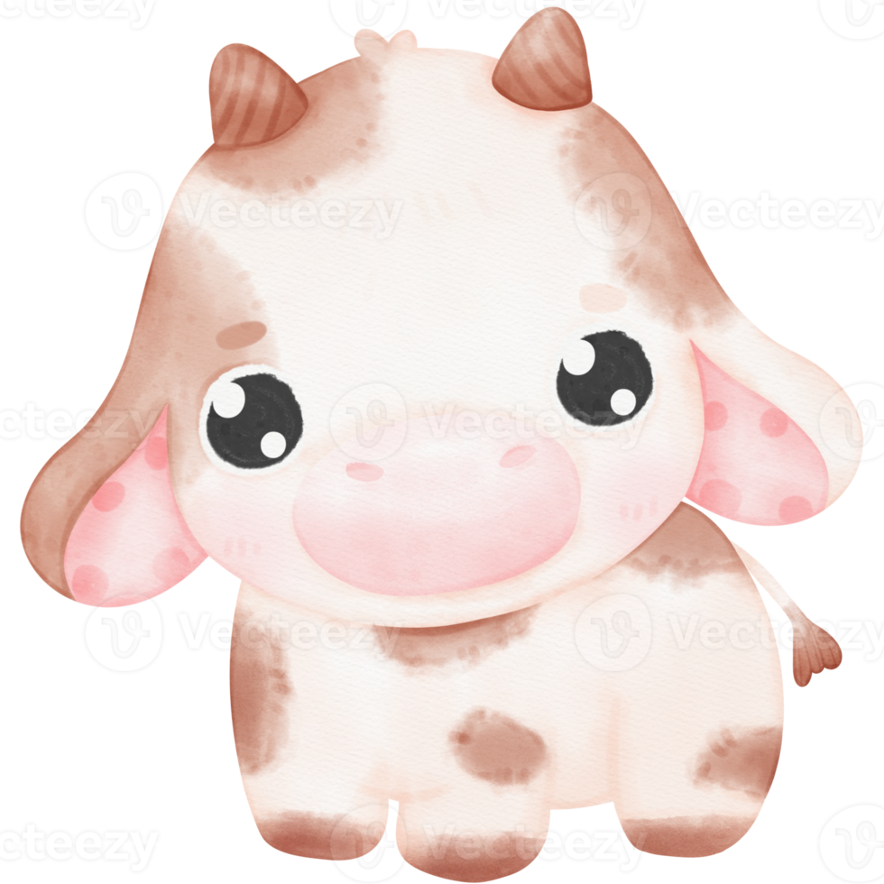 Cute Baby Cow watercolor Illustration png