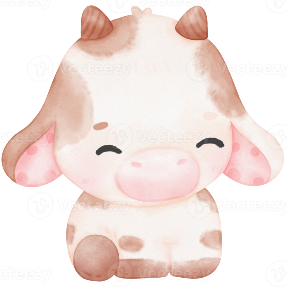 Cute Baby Cow watercolor Illustration png