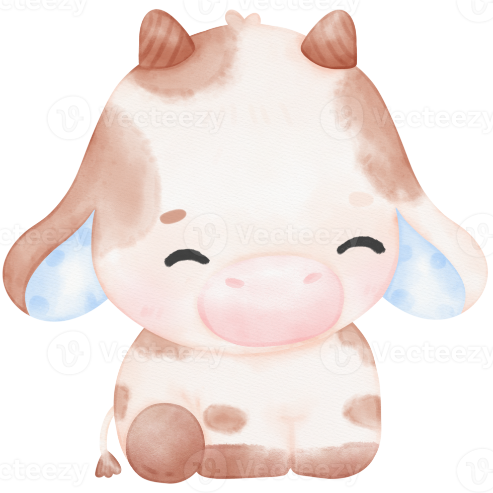 Cute Baby Cow watercolor Illustration png