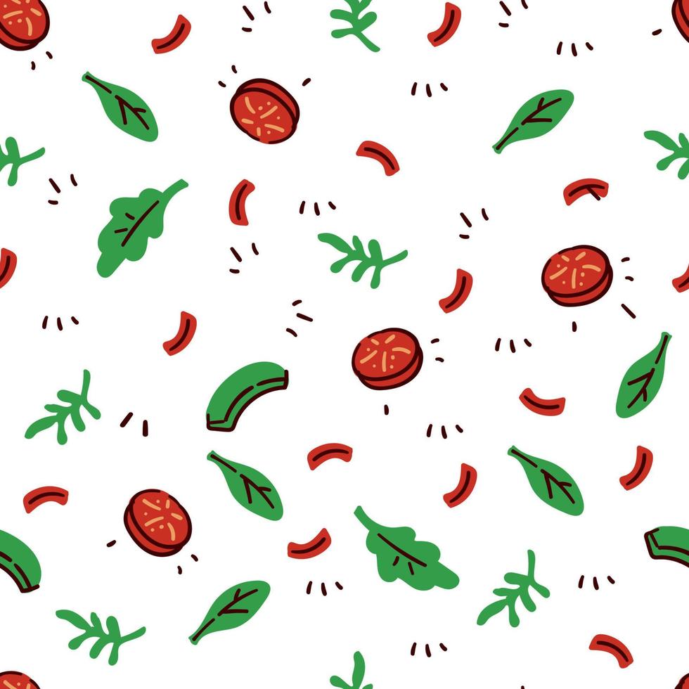 Carrot and basil, herbs and vegetables mix print vector