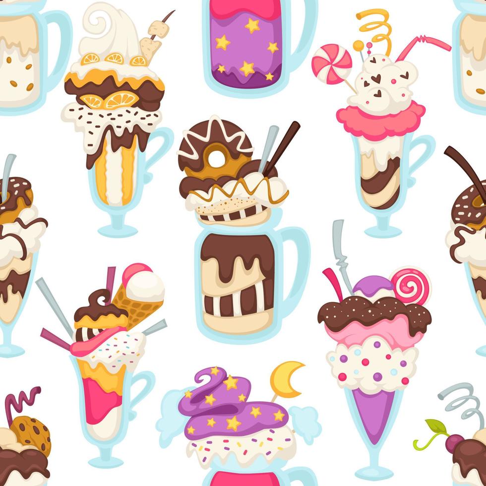 Ice cream frozen dessert with donut and cookies vector