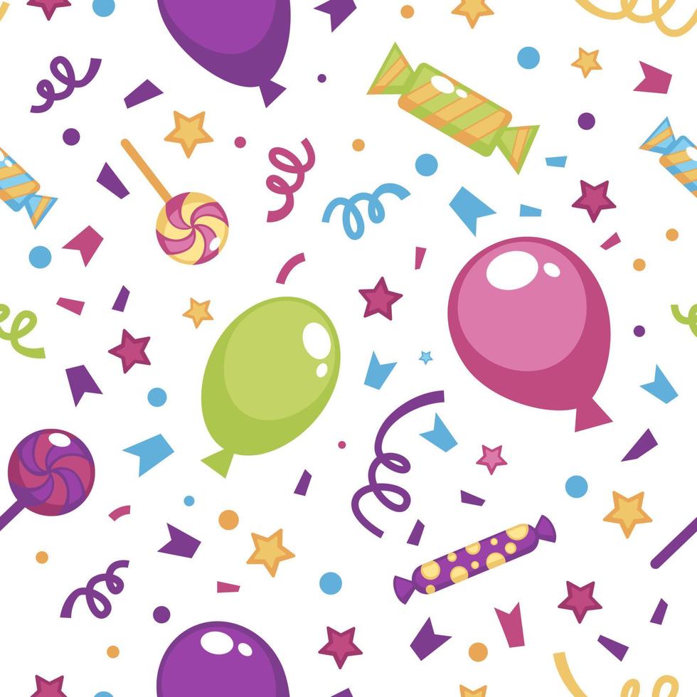 estampado festivo con globos y patrones de confeti vector