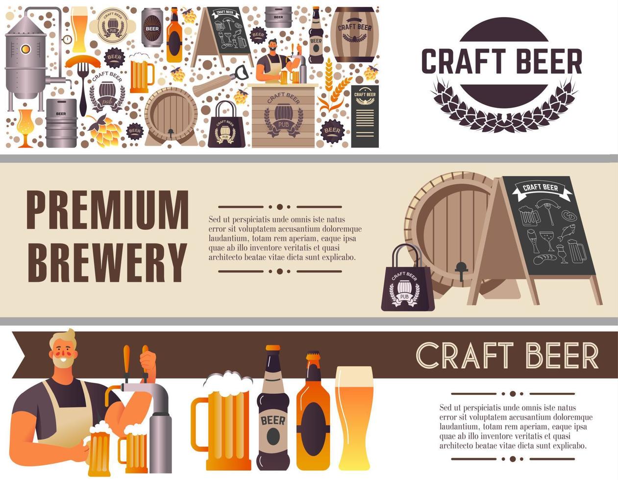 Premium brewery, craft beer shop or store vector