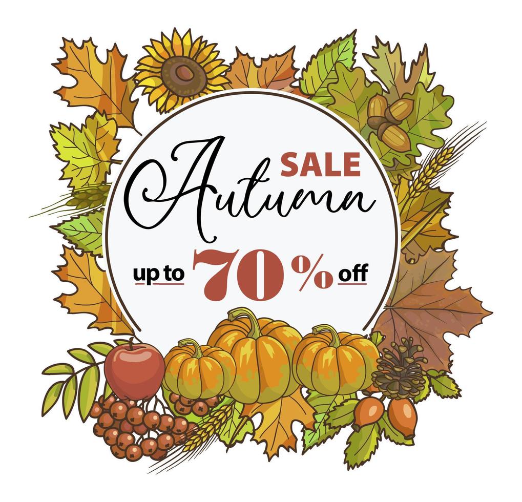 Autumn sale up to 70 percent off shopping in store vector