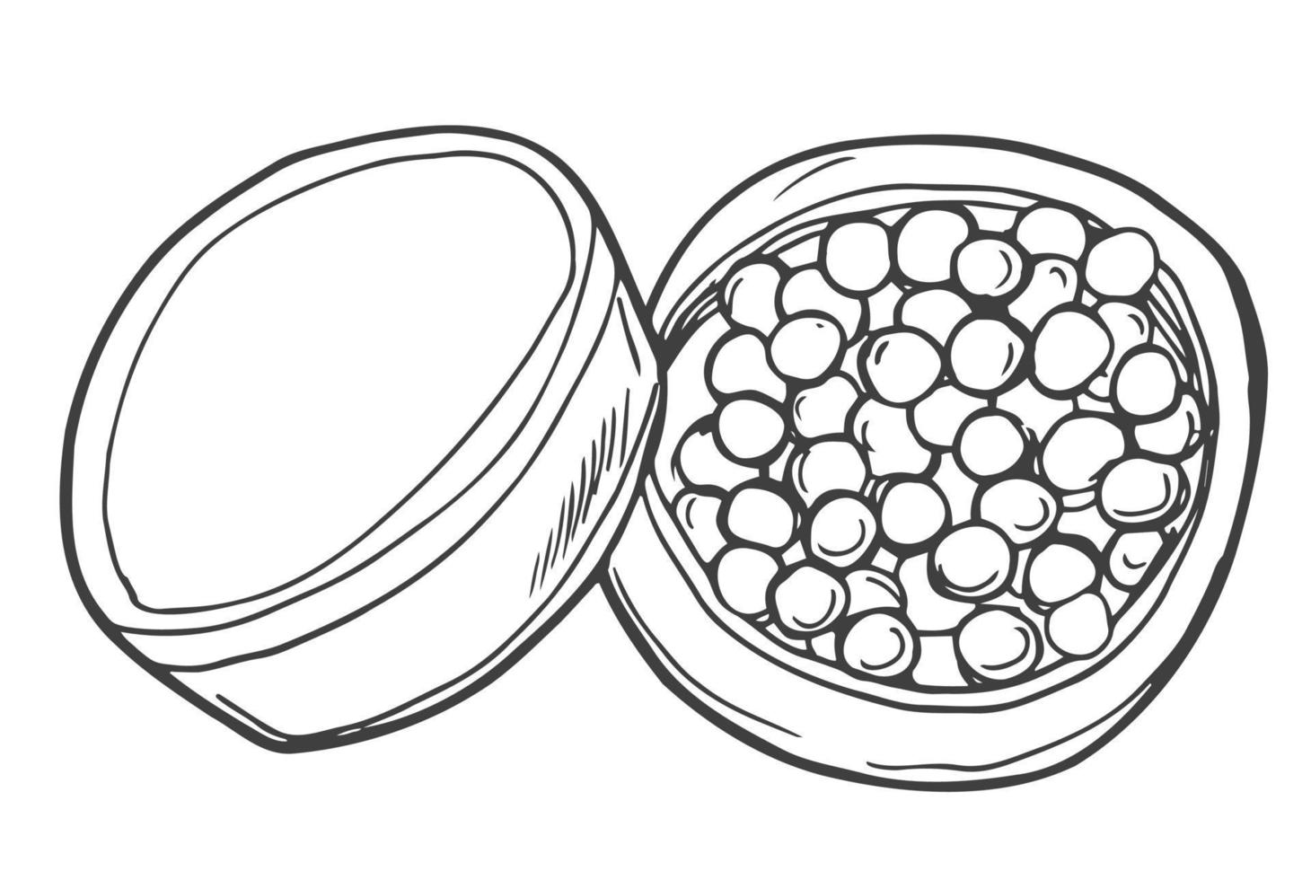 rubor dibujado a mano en bolas en estilo boceto. Cosméticos de grabado de garabatos. ilustración de maquillaje vectorial con letras hechas a mano vector