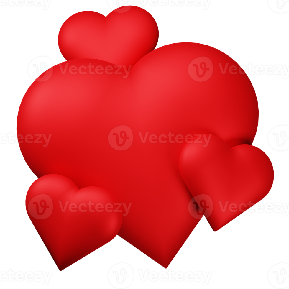 3d rendering of red heart symbol isolated object png