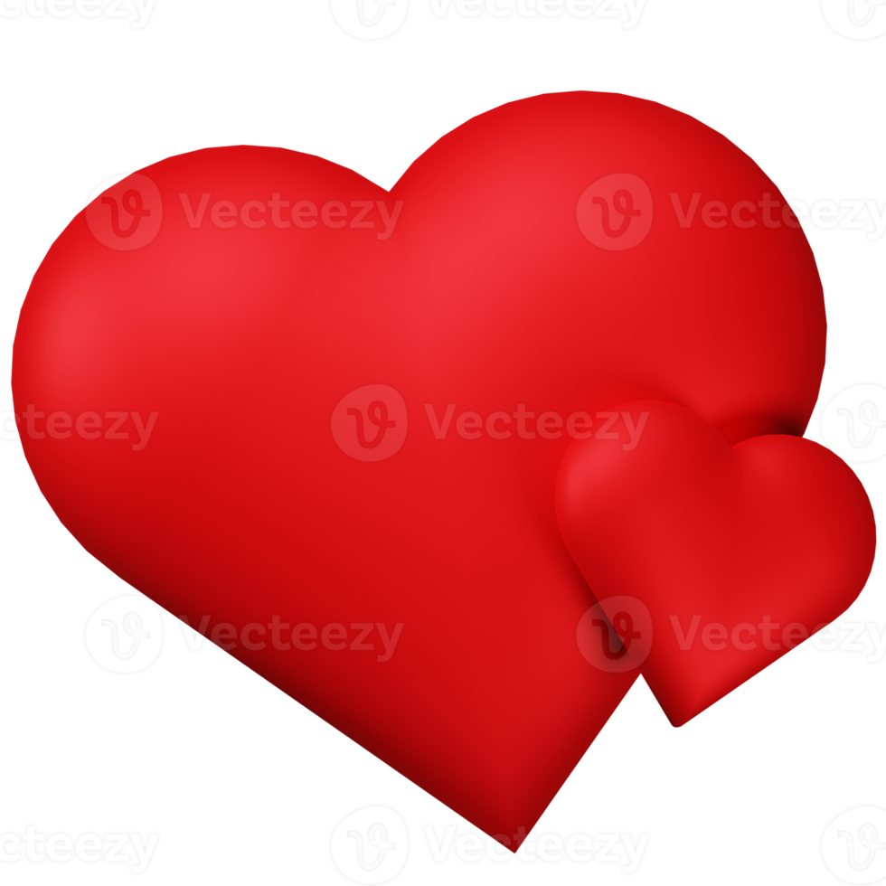 3d rendering of red heart symbol isolated object png