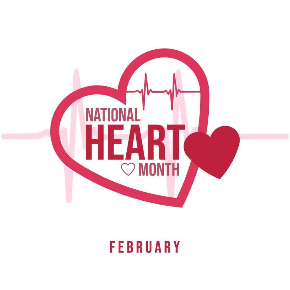 El mes nacional del corazón se celebra todos los años en febrero. americano vector