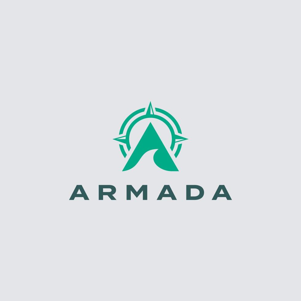 letra a para el diseño del logotipo de la nave armada vector