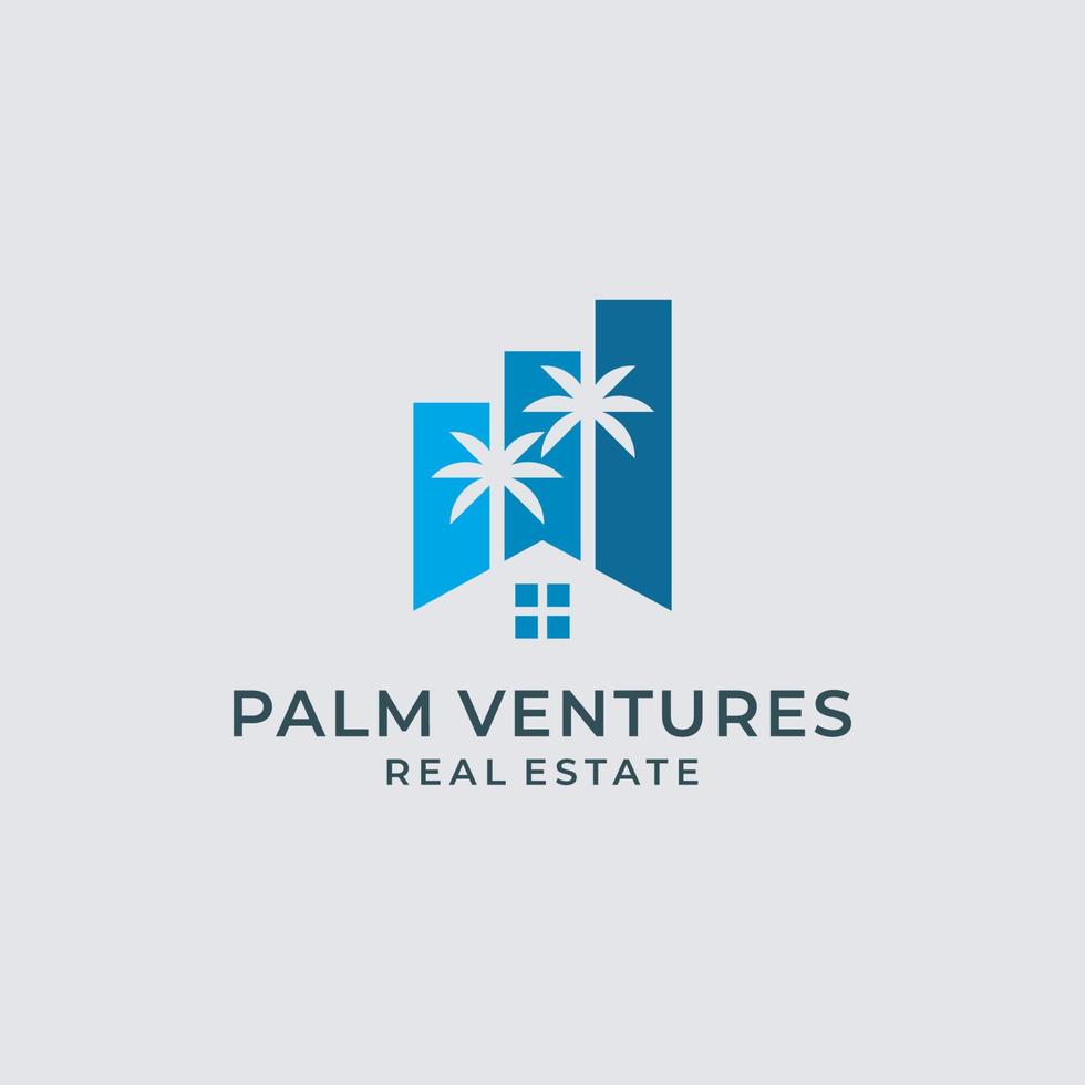palm venture house tree home logo vector icon illustration