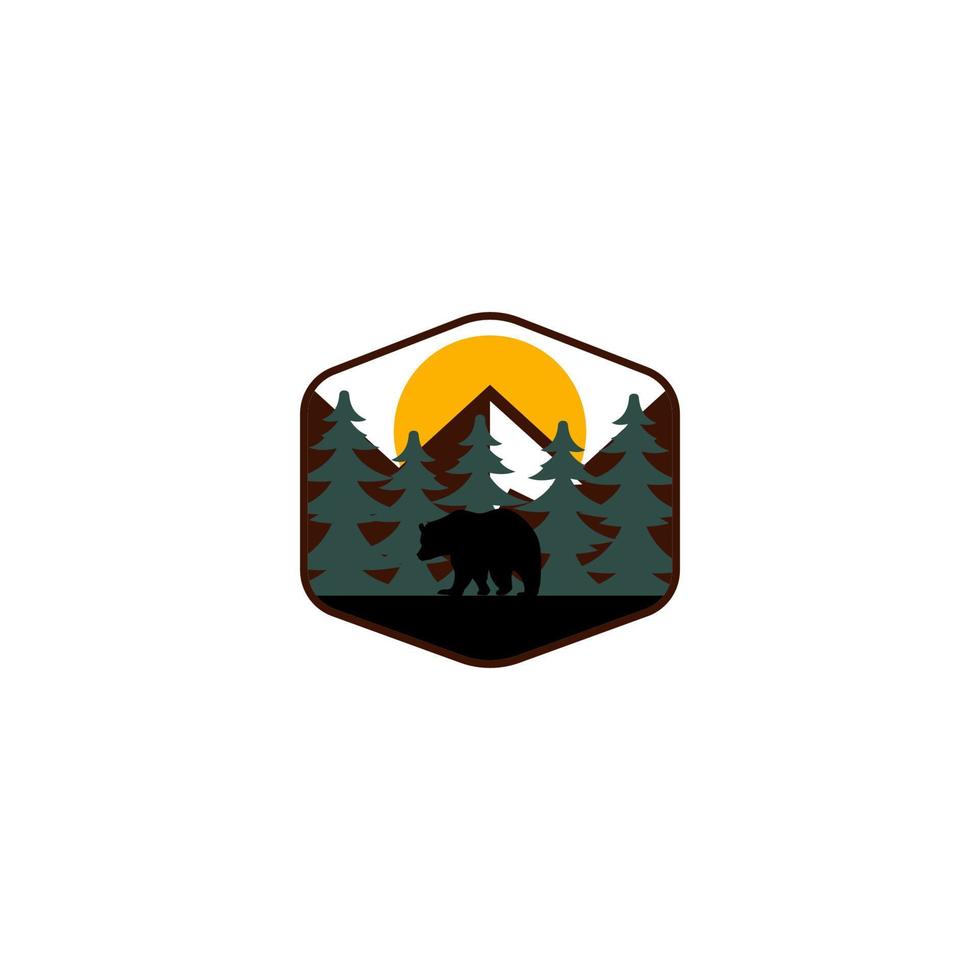 deer in forest animal template vector logo design. wild nature forest animals and landscapes