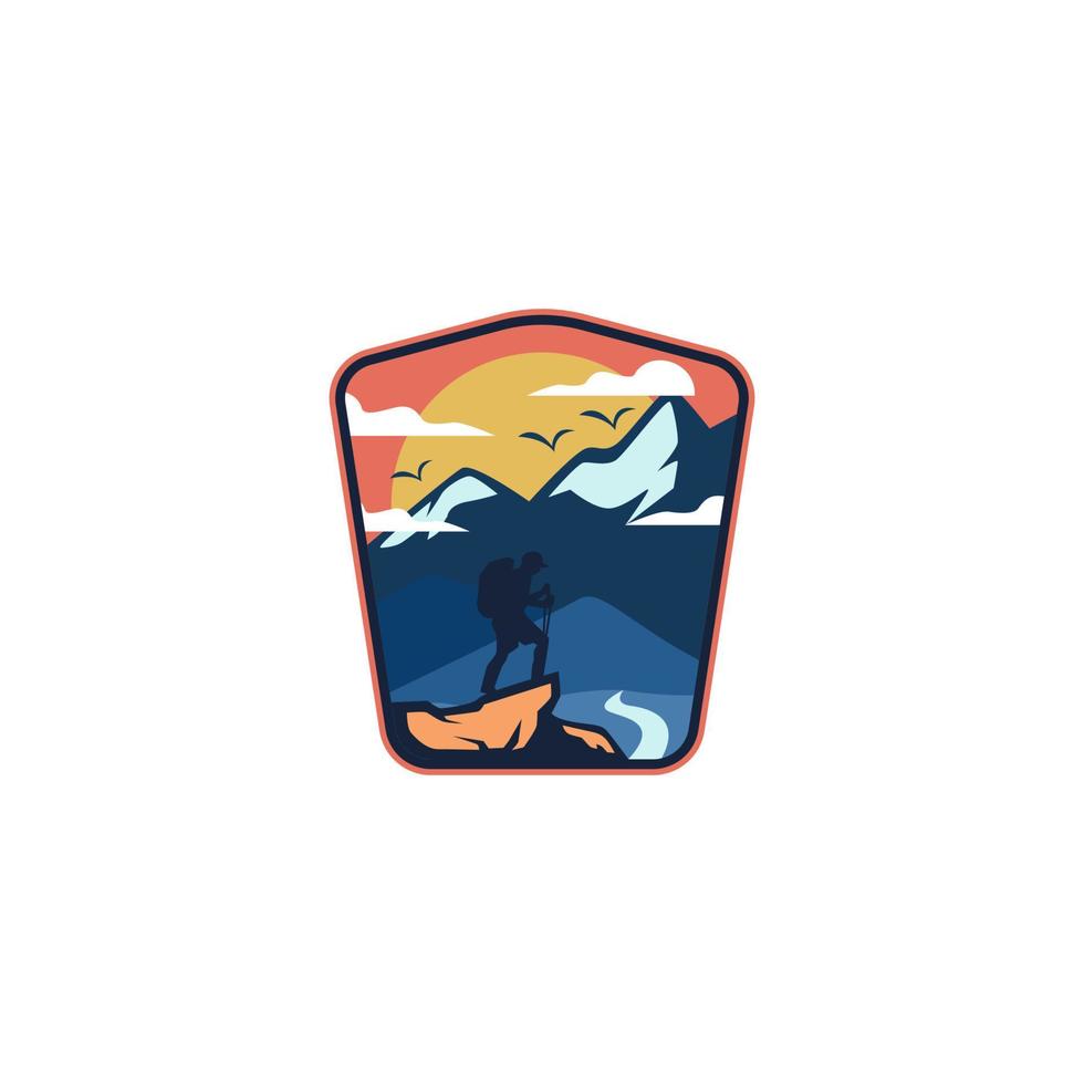 mountain climber vector logo design