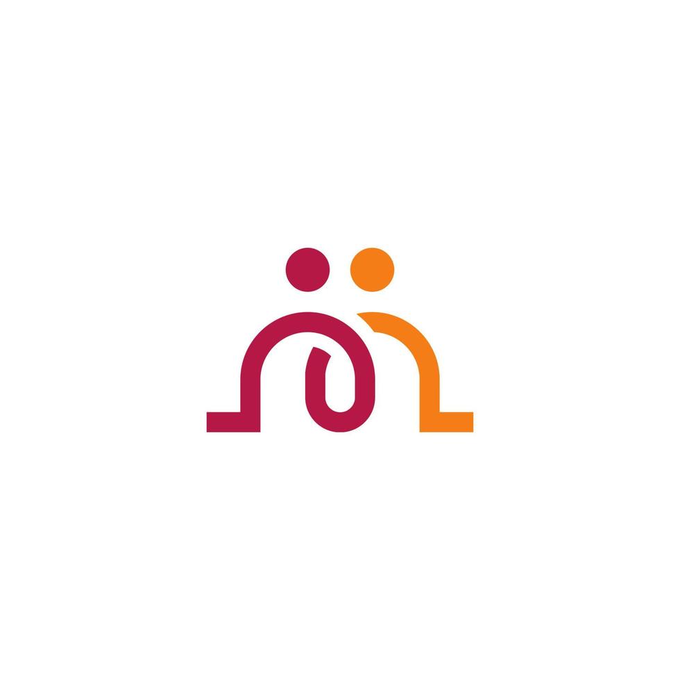 m letter logo design with people shape combination vector